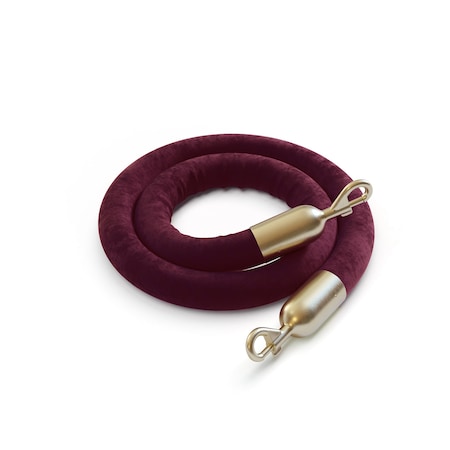 Montour Line Velvet Rope Maroon With Satin Brass Snap Ends 6ft.Cotton Core PVR150-60-MN-SE-SB